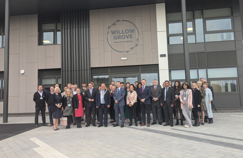 Blake Stephenson MP with other guests at the official opening of Willow Grove Primary School