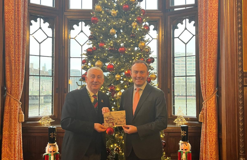 Blake Stephenson MP with the House of Commons Speaker and his christmas card