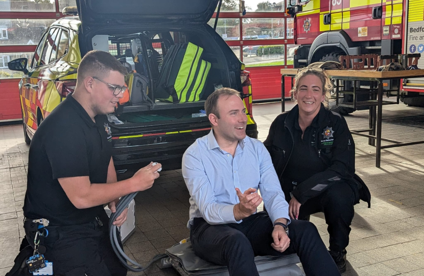 Blake Stephenson MP meeting Bedfordshire Fire and Rescue Service