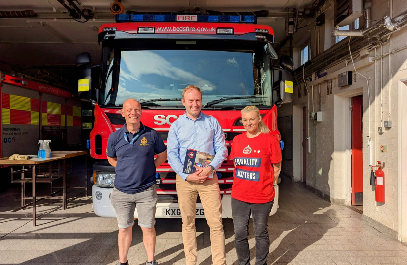 Blake Stephenson MP meeting local FBU members in Ampthill