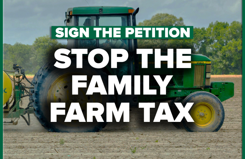 Graphic reading: Sign The Petition: Stop The Family Farm Tax