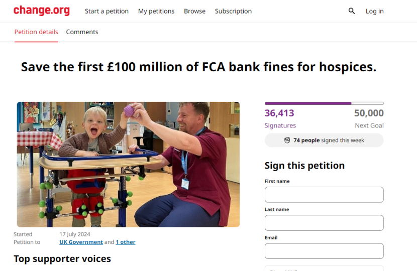 A screenshot of the change.uk petition