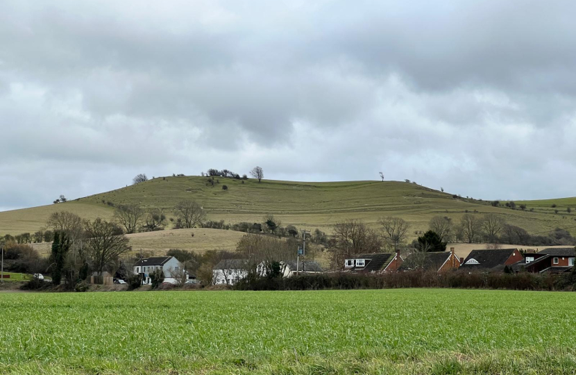 The hamlet of Pegsdon with the Pegsdon Hills in the background