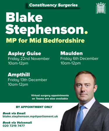 A list of Blake Stephenson MP's upcoming surgeries