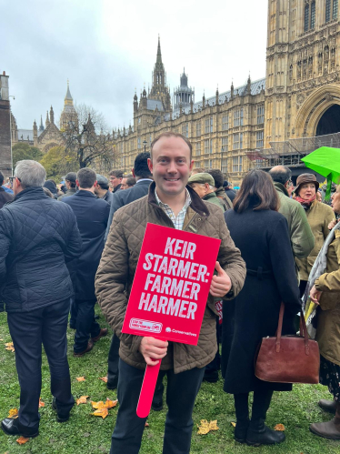 Blake Stephenson MP at the farmers rally in Westminster