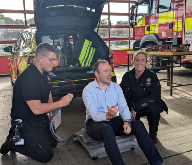 Blake Stephenson MP meeting Bedfordshire Fire and Rescue Service