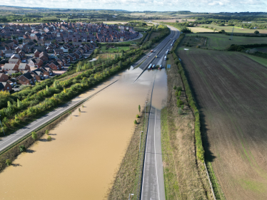 Flooding on the A421 near Marston Moreteyne