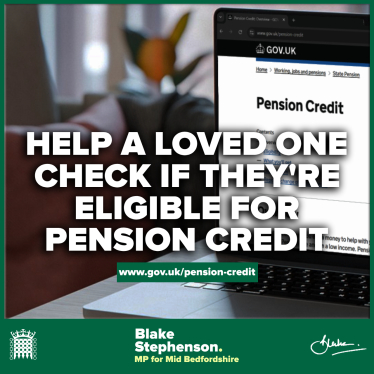 Graphic reading 'help a loved one check if they're eligible for Pension Credit' with a laptop on the Pension Credit website in the background